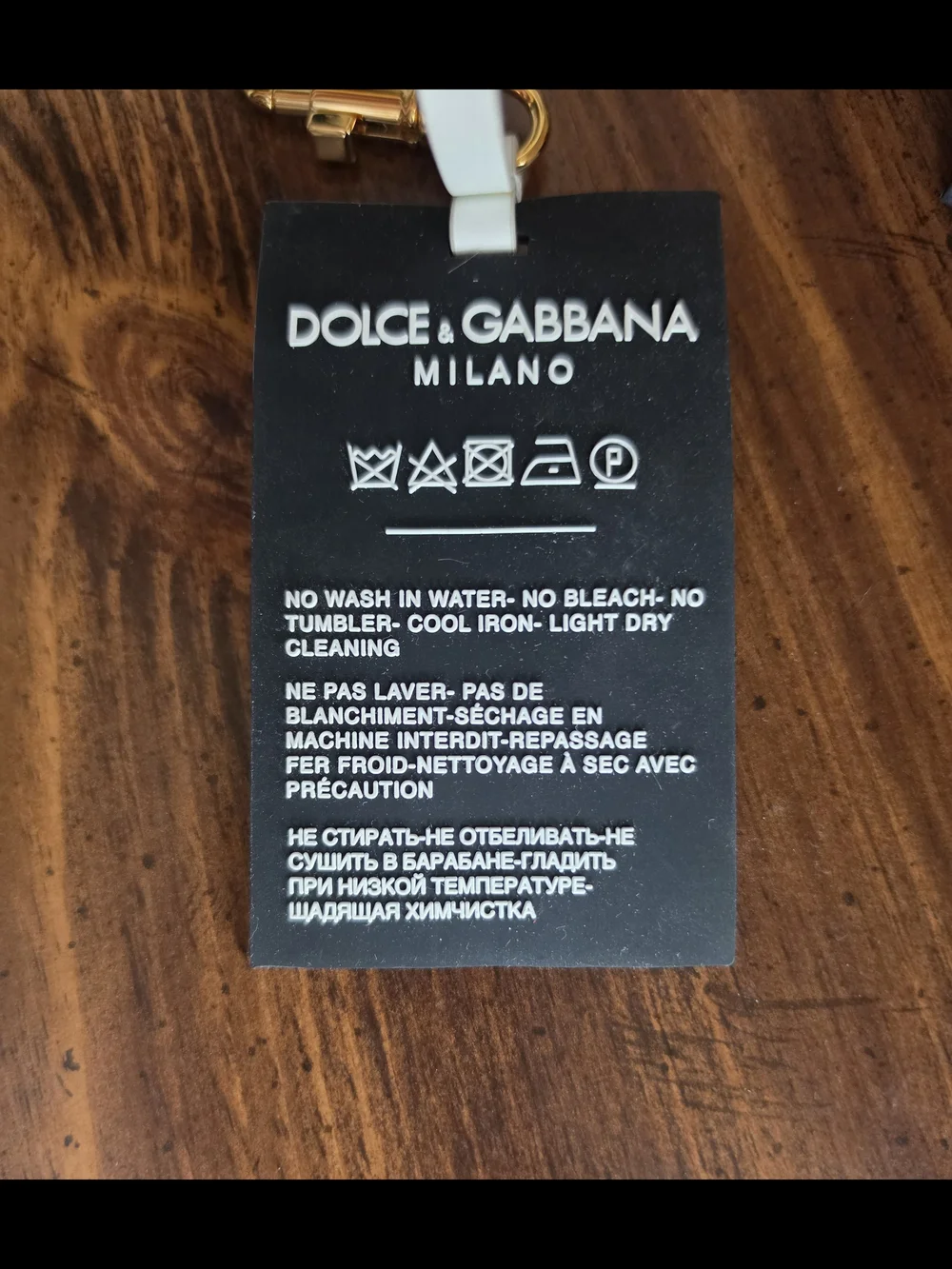 Dolce & Gabbana Keychain Black Silicone DG Logo Gold Brass Keyring